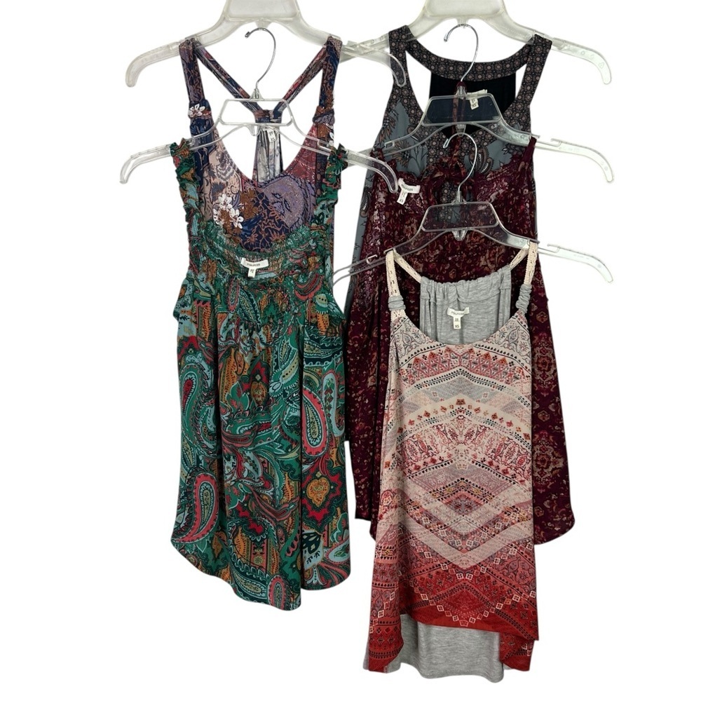 MAURICES Women’s Pullover Tops Sz XS Lot/5 Multi Colors Smocking Shoulder Straps
